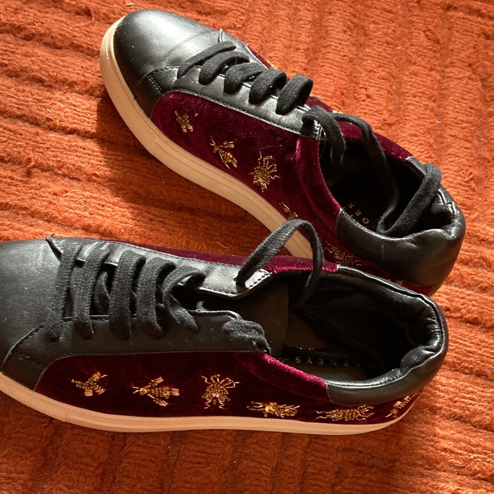 Barney's New York leather and velvet sneakers 3